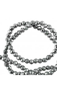 Faceted glass beads 2mm round Silver-pearl shine coating
